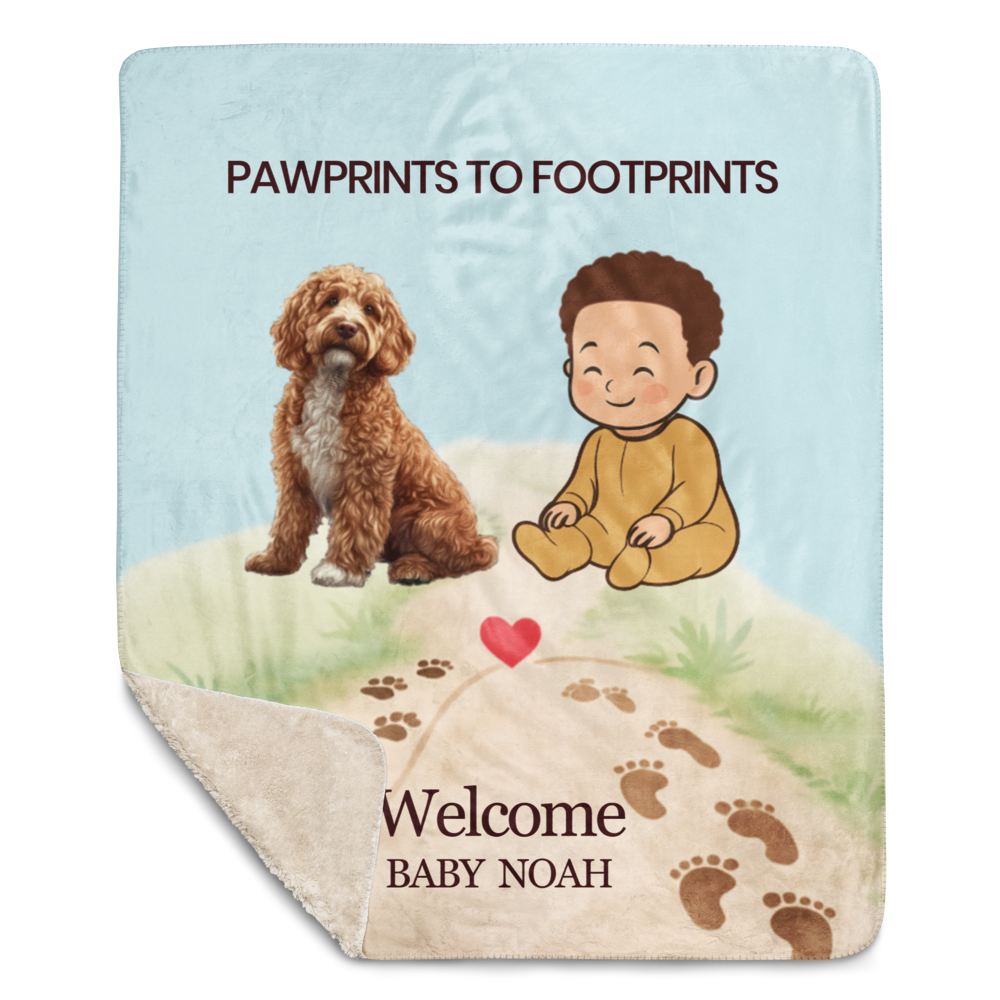 Baby Noah Pawprints to Footprints™ Custom Blanket
