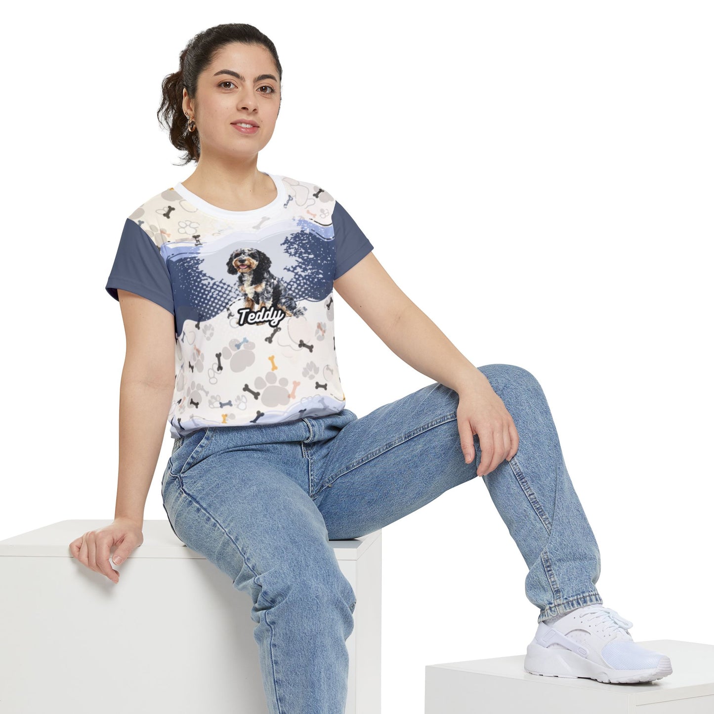 Teddy All Over Poly Print Tee