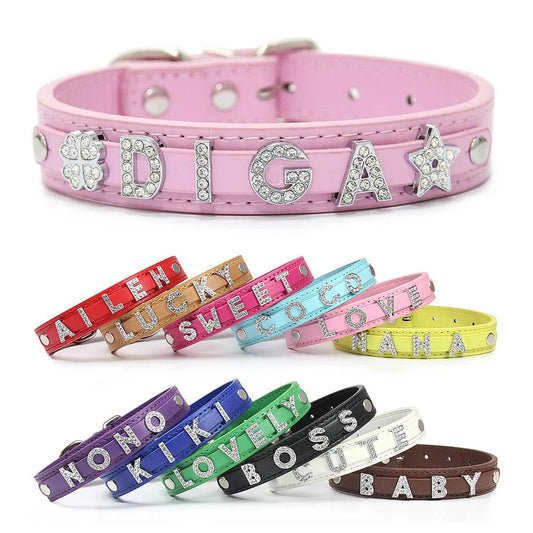 Personalized Date Night Bling Rhinestone Leather Collar