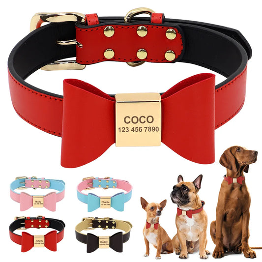 Anti-lost ID Soft PU Leather Personalized Dog Collar