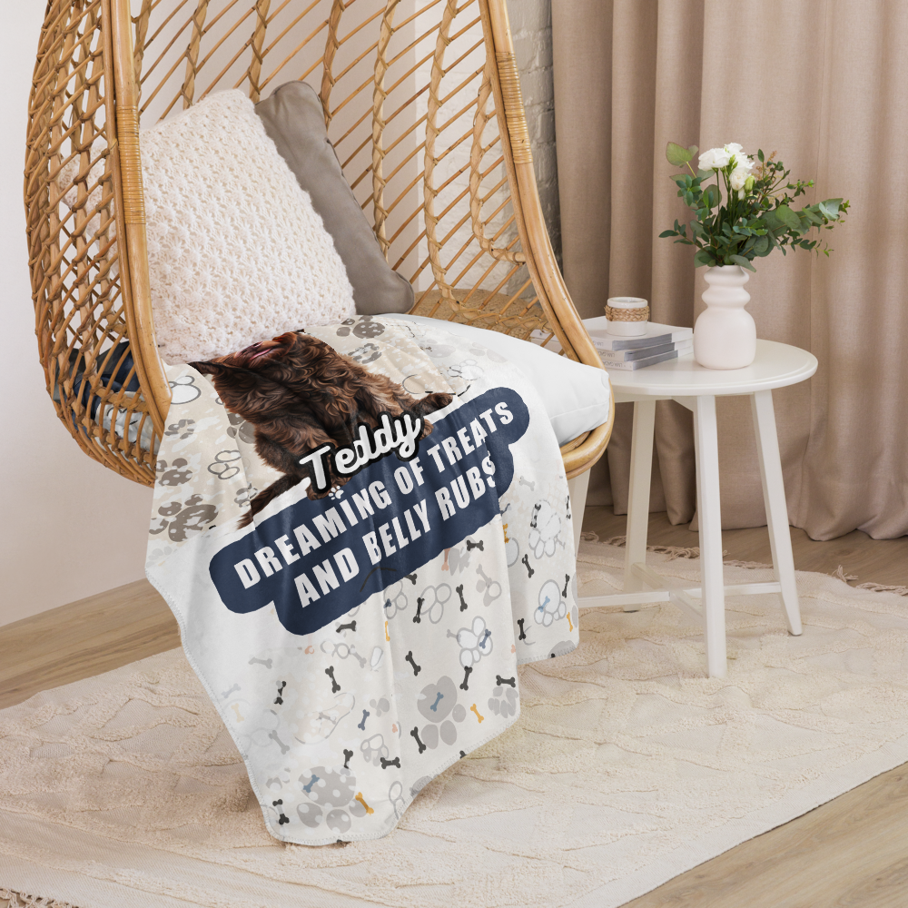 Teddy Sherpa Blanket - Dreaming of Treats and Belly Rubs