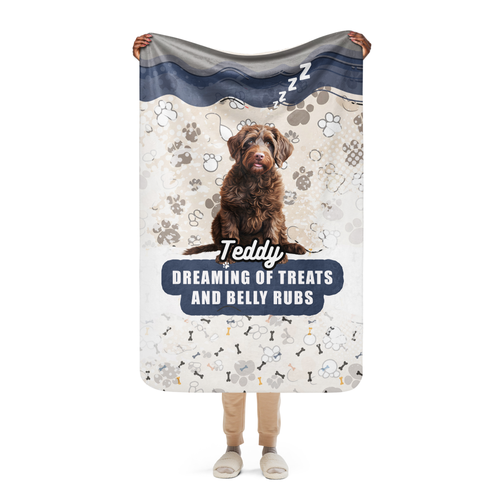 Teddy Sherpa Blanket - Dreaming of Treats and Belly Rubs