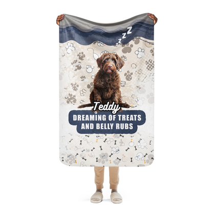 Teddy Sherpa Blanket - Dreaming of Treats and Belly Rubs