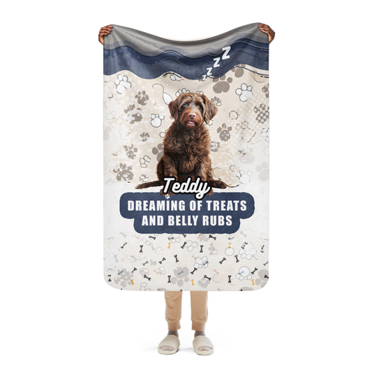 Teddy Sherpa Blanket - Dreaming of Treats and Belly Rubs