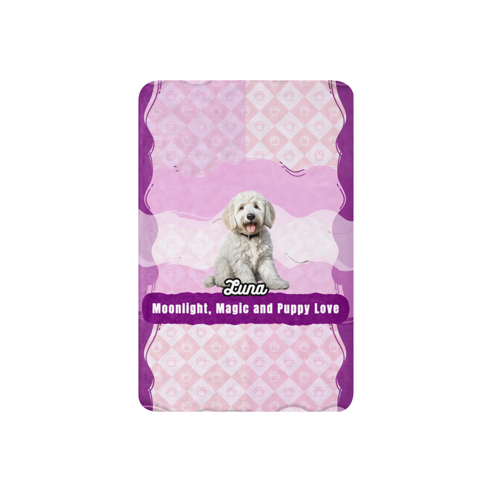Luna Sherpa Blanket - Moonlight Magic and Puppy Love