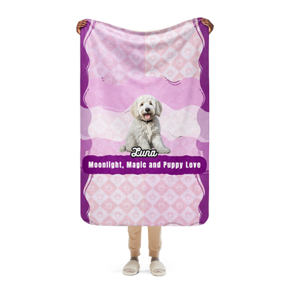 Luna Sherpa Blanket - Moonlight Magic and Puppy Love