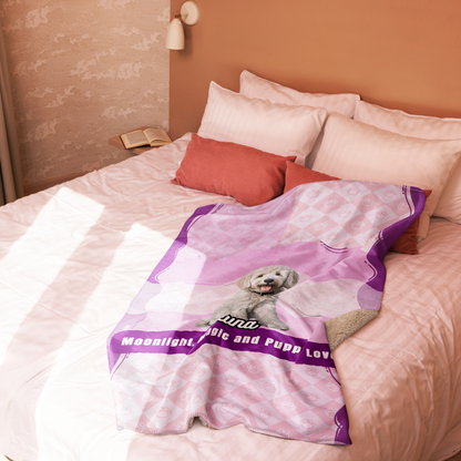 Luna Sherpa Blanket - Moonlight Magic and Puppy Love