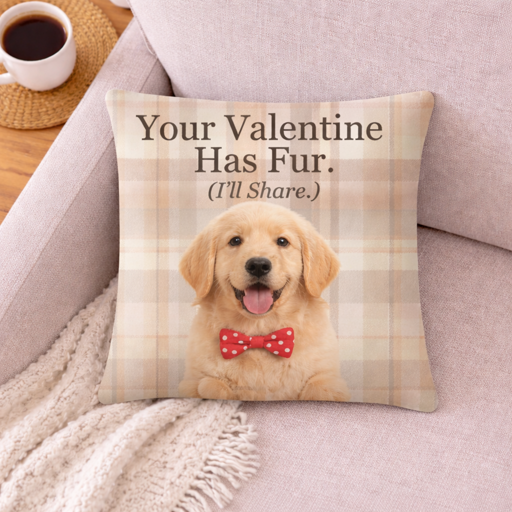 Your Valentine Has Fur. All-Over Print Premium Pillow