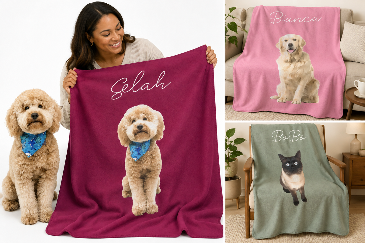 Copper Custom Pet Pawtrait™ Sherpa Blanket