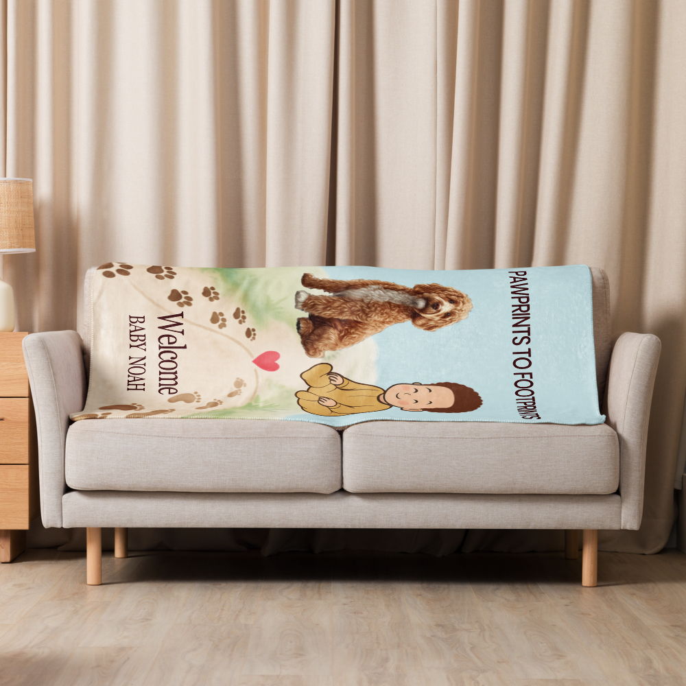 Baby Noah Pawprints to Footprints™ Custom Blanket