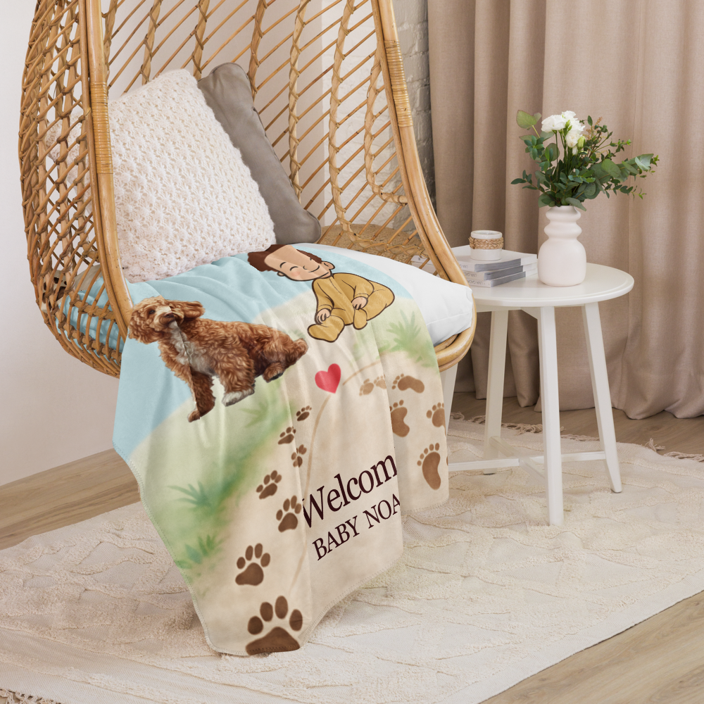 Baby Noah Pawprints to Footprints™ Custom Blanket