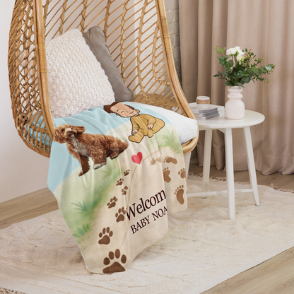 Baby Noah Pawprints to Footprints™ Custom Blanket