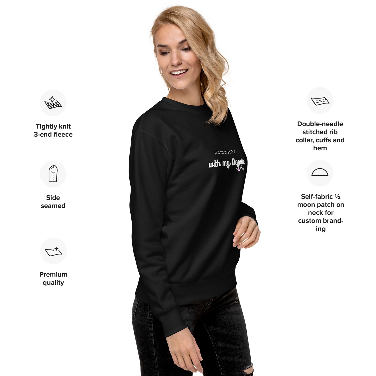 Namastay With My Doodle Dark - Unisex Premium Sweatshirt