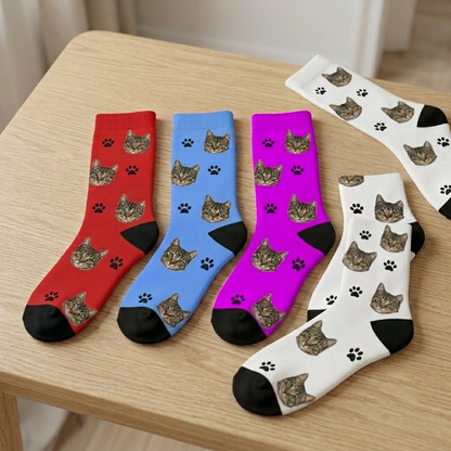 Custom Pet Face Cushioned Crew Socks