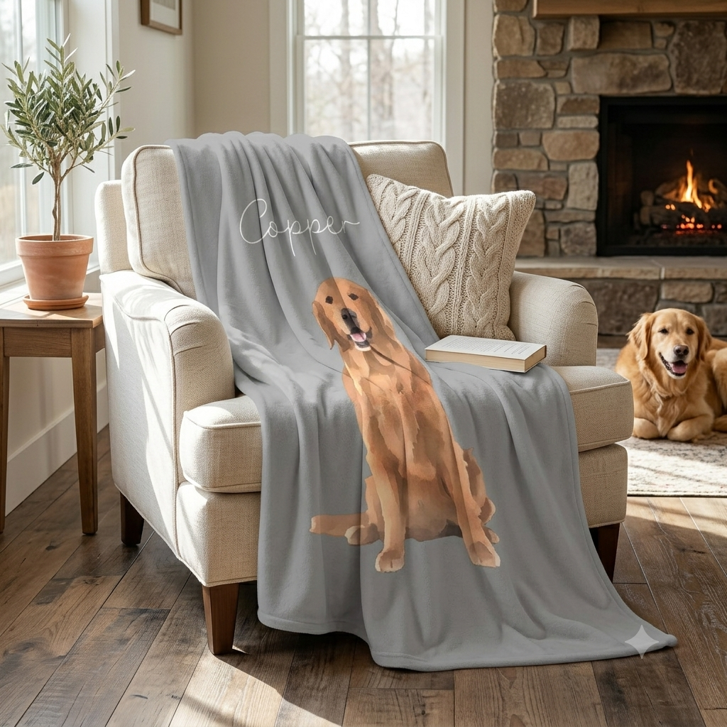 Copper Custom Pet Pawtrait™ Sherpa Blanket